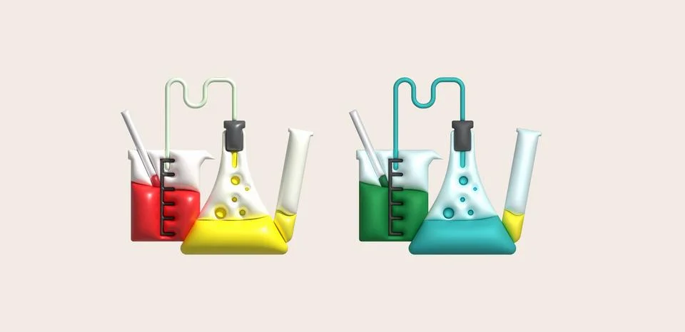 3D icon. Isolated flask or flask for chemistry. Laboratory glassware for me.. Stockillustratie