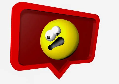 3D icon of message or notification in social networks, with a desperate face Stock Illustration