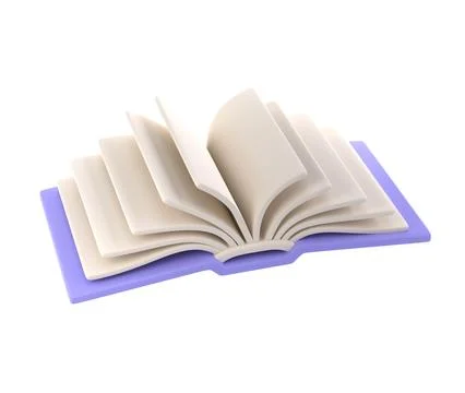 3d icon open book school, diary with white paper blank pages and bookmark 스톡 일러스트