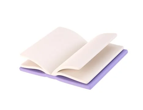 3d icon open book school, diary with white paper blank pages and bookmark 스톡 일러스트