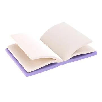 3d icon open book school, diary with white paper blank pages and bookmark 스톡 일러스트