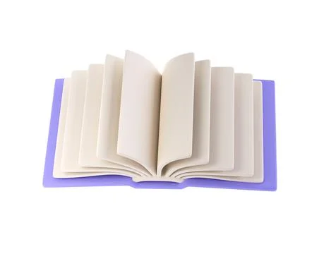 3d icon open book school, diary with white paper blank pages and bookmark 스톡 일러스트