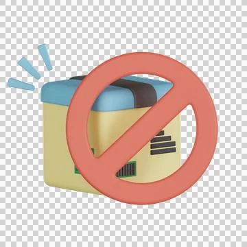 3d icon of package with prohibition sign symbolizing empty states and no de.. Stock Illustration