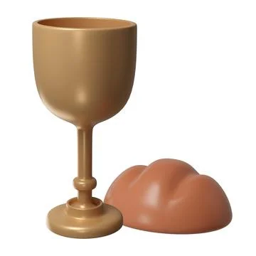 3d icon participle eucharist breaking bread and vine. Sacrament of Holy 库存插图