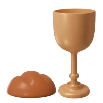3d icon participle eucharist breaking bread and vine. Sacrament of Holy 库存插图