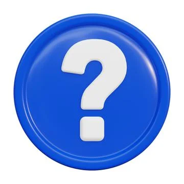 3d icon. A question mark in a round blue glass frame. イラスト素材