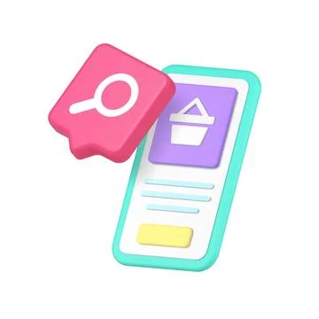 3d Icon Realistic Vector Illustration Of Smartphone Shopping Interface With.. 스톡 일러스트
