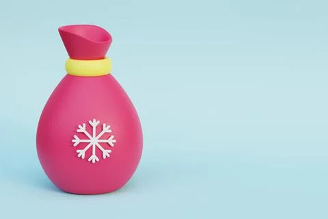 3d icon - red bag with snowflake, money and gifts for new year and christmas, Illustrazione stock
