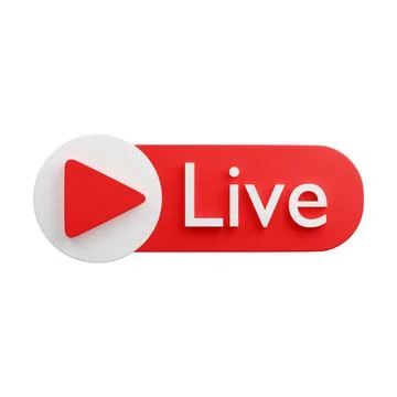 3d icon red live play icon. 3d render illustration Stock Illustration
