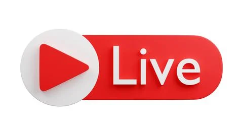 3d icon red live play icon. 3d render illustration Stock Illustration