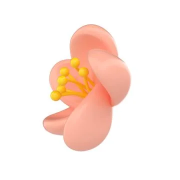 3D icon render spring Cherry Blossom Sakura illustration. Simple and cute petal 스톡 일러스트