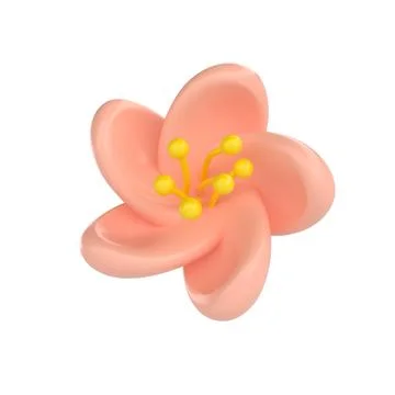 3D icon render spring Cherry Blossom Sakura illustration. Simple and cute petal Stock Illustration