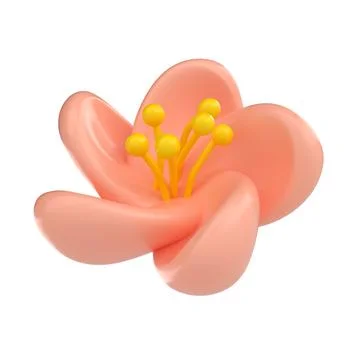 3D icon render spring Cherry Blossom Sakura illustration. Simple and cute petal 스톡 일러스트
