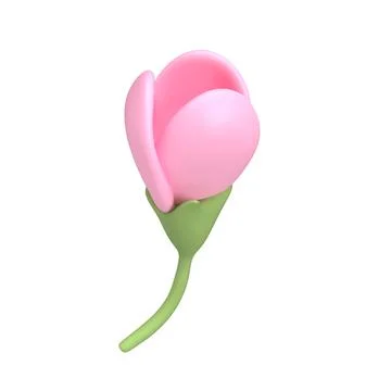 3D icon render spring Cherry flower unopened bud Blossom Sakura illustration Stock Illustration