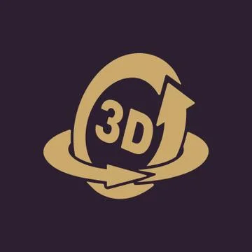 The 3d icon. Rotation arrow symbol. Flat Stock Illustration