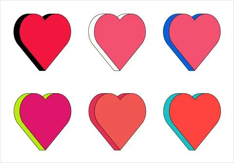 3d icon set, heart set, colorful hearts, isolated Stock Illustration