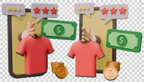 3d icon shopping using mobile phone online イラスト素材