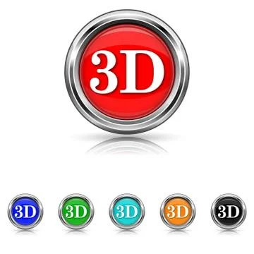 3d icon - six colours set Illustrazione stock