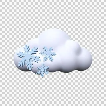 3D icon of snow clouds. Weather forecast symbol. Meteorological sign. Stock Illustration