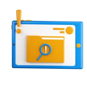 3d icon. Tablet icon with file search on the display. イラスト素材