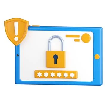 3d icon. Tablet icon with a lock on the display. Stock Illustration