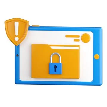 3d icon. Tablet icon with a lock on the display. Stock Illustration