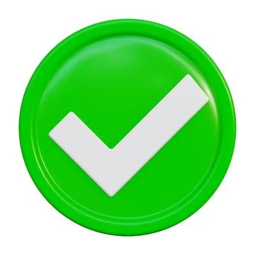 3D icon. A tick mark in a round green frame. Allowed in access. イラスト素材