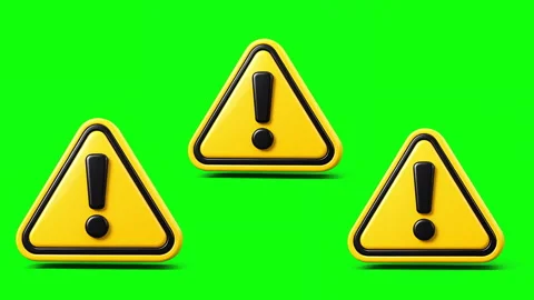 3D icon warning signs isolated on green screen background, chroma key, keyable Видео 331519371