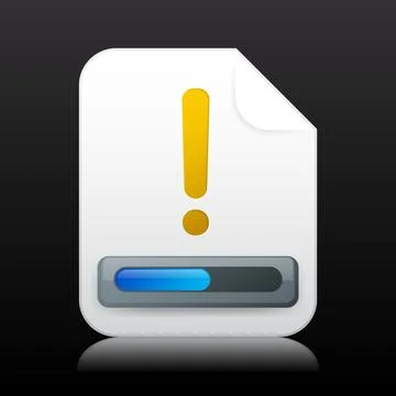 3D Icon of White Paper with Exclamation Mark and Data Transfer Bar Stock Illustration