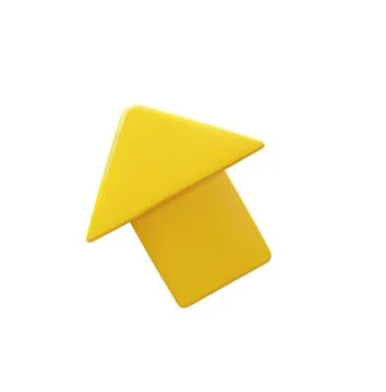 3D icon of a yellow arrow pointing up and left, direction, pointer, navigation Stock Illustration