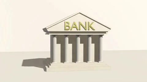 A 3D iconic bank building Stock Footage 47664693