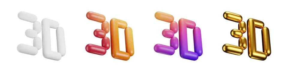 3d icons dynamic creative numbers with smooth gradients 스톡 일러스트