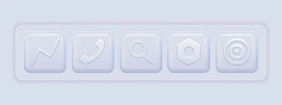 3d Icons White Set. Basic Mobile Phone App Buttons Illustrazione stock