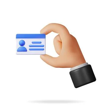 3D ID Card, Driver License or Plastic Card in Hand Stock Illustration