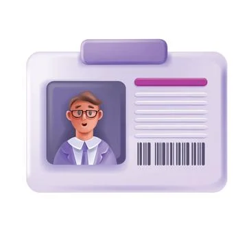 3D ID card, vector person employee staff document, passport credentials Stock Illustration