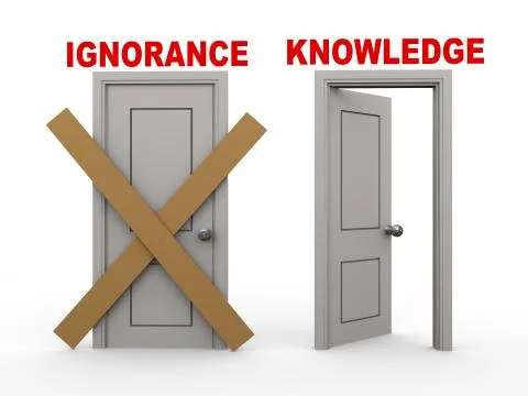 3d ignoranceand knowledge doors Stock Illustration