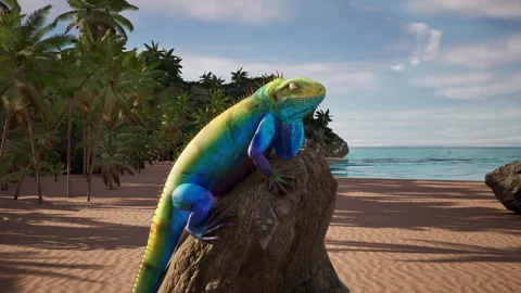 3D Iguana on the beach 4K Stock Footage 279094858