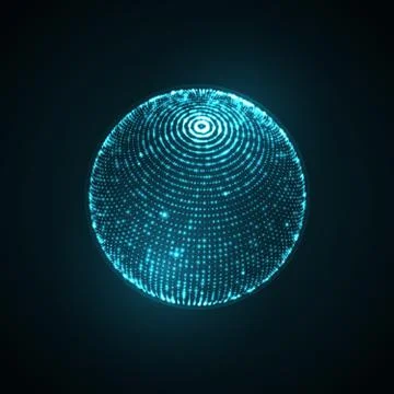 3D illuminated sphere of glowing particles Stock Illustration