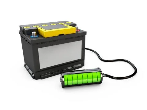 3d Illusration of Battery accumulator car auto parts electrical supply power. Stock Illustration