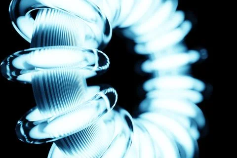 3D illustaration of a blue light torus. Fantastic cell.Simple geometric shape Illustrazione stock