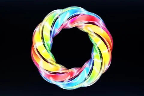 3D illustaration of a   colorful   crystal torus. Fantastic cell.Simple geome Stock Illustration