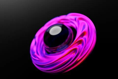 .3D illustaration of a pink   wave volumetric   torus. Fantastic cell. Simple Stock Illustration