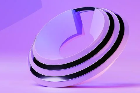 3D illustaration of a purple  crystal torus. Fantastic cell.Simple geometric  Stock Illustration