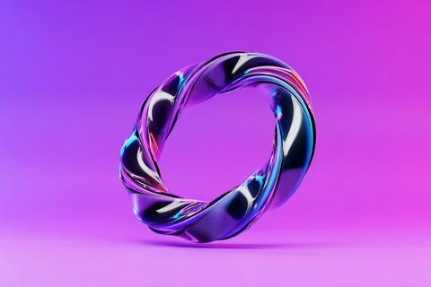 3D illustaration of a  silver  crystal torus. Fantastic cell.Simple geometric Stock Illustration