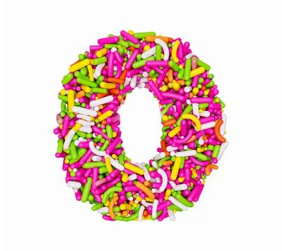3D illustrated Digit 0 made of colorful sprinkles isolated on a white background 스톡 일러스트