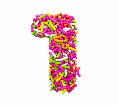 3D illustrated Digit 1 made of colorful sprinkles isolated on a white background 스톡 일러스트