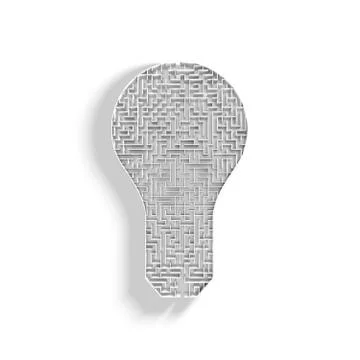 3D Illustrated Labyrith in the Shape of a Light Bulb Stock Illustration