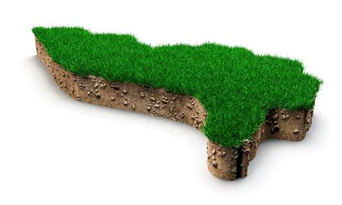 3D illustrated map of Liechtenstein with grass and ground cross isolated on a wh Stock Illustration