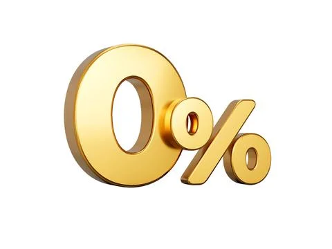 3d illustration of a 0 or zero percent icon isolated on white background Illustrazione stock