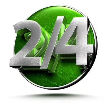 3D illustration  2 Slash 4 green circles isolated on a white background.(with Stock Illustration